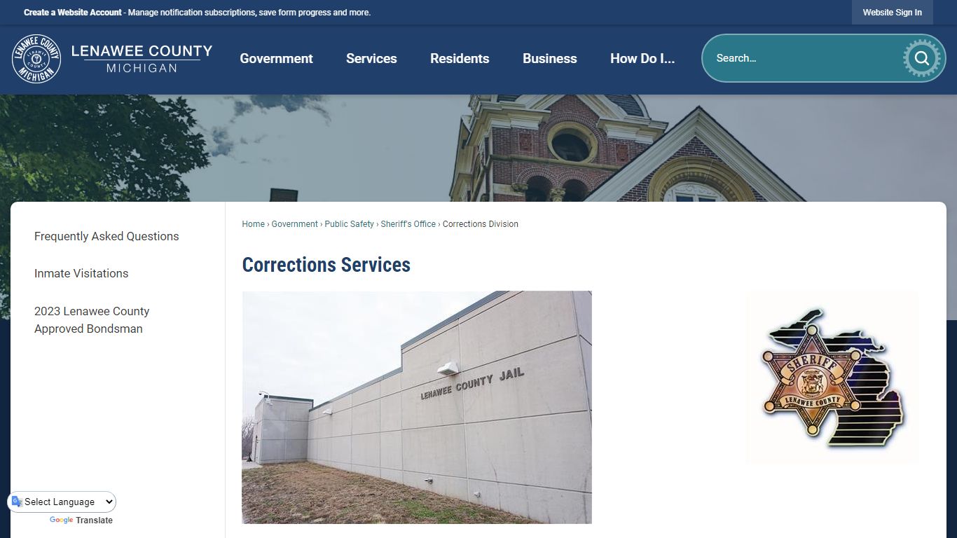 Corrections Services | Lenawee County, MI